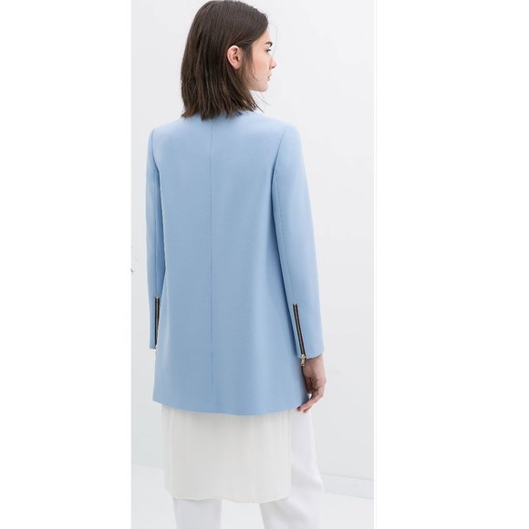 ZARA BNWT blue zip front frock coat - Picture 3 of 8